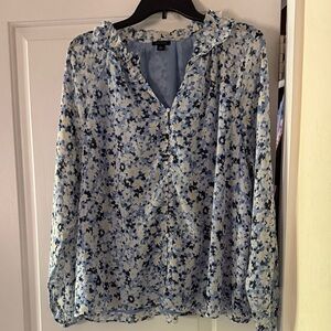 Ann Taylor Blue Floral Blouse